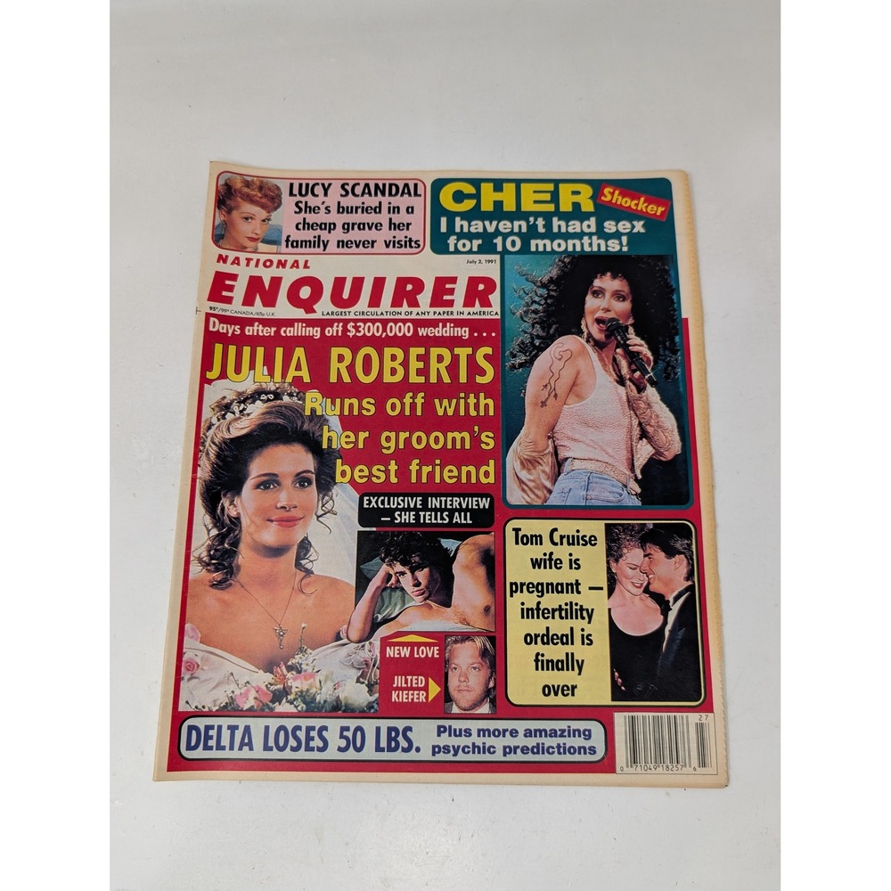 National Enquirer 1991 Julia Roberts Cher Tom Cruise Michael Jordan Vintage 90s